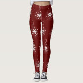 Weihnachtsschneeflocke Burgandy Leggings (Vorderseite)