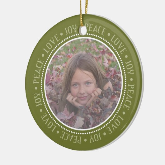 Weihnachtsschneeflocke: Doppelseitiges Foto Keramik Ornament (Links)