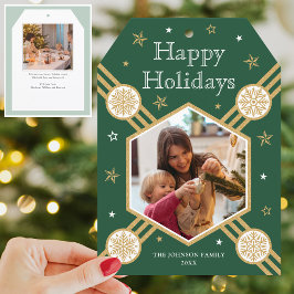 Weihnachtsschneeflocke Foto Name Green Flat Tag Feiertagskarte