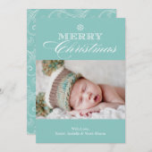 Weihnachtsschneeflocke | Light Blue Feiertagskarte (Vorne/Hinten)