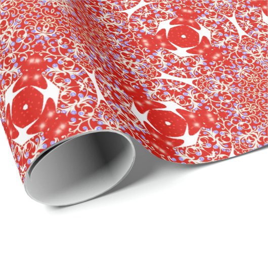 Weihnachtsschneeflocke Luxuspattern Rot Geschenkpapier (Rolleneckpunkt)