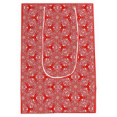 Weihnachtsschneeflocke Luxuspattern Rot Mittlere Geschenktüte (Rückseite)