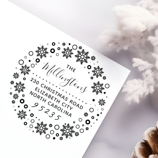 Weihnachtsschneeflocke Name & Rücksendeadresse Permastempel