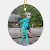 Weihnachtsschneeflocke Niedlich Ballerina Foto Bla Keramik Ornament (Links)