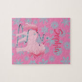 Weihnachtsschneeflocke Niedlich Einhorn Rosa Puzzle (Horizontal)