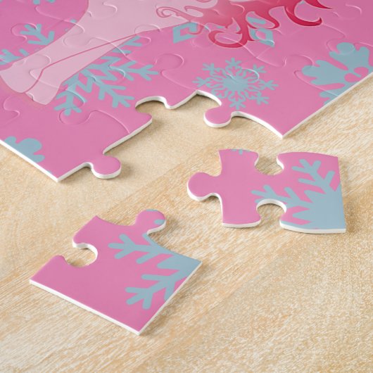 Weihnachtsschneeflocke Niedlich Einhorn Rosa Puzzle (Seite)