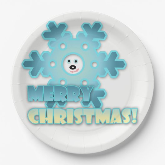 Weihnachtsschneeflocke Pappteller (Vorderseite)