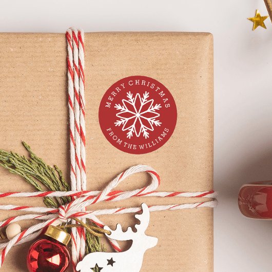 Weihnachtsschneeflocke Personalisierte, benutzerde Runder Aufkleber