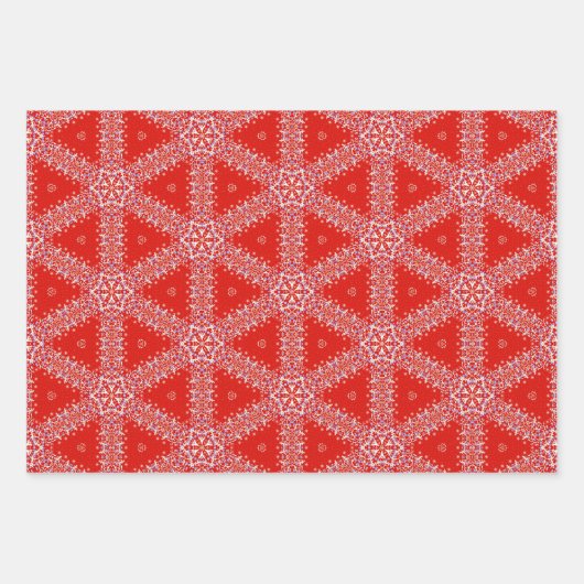 Weihnachtsschneeflocke Red Luxury Pattern Damask Geschenkpapier Set (Vorderseite 2)