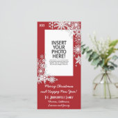 Weihnachtsschneeflocke - Rot Feiertagskarte (Stehend Vorderseite)