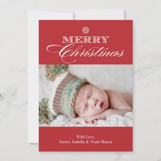 Weihnachtsschneeflocke | Rot Feiertagskarte (Vorderseite)