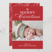 Weihnachtsschneeflocke | Rot Feiertagskarte (Vorne/Hinten)