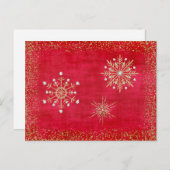 Weihnachtsschneeflocke-Rot u. Gold Feiertagspostkarte (Vorne/Hinten)