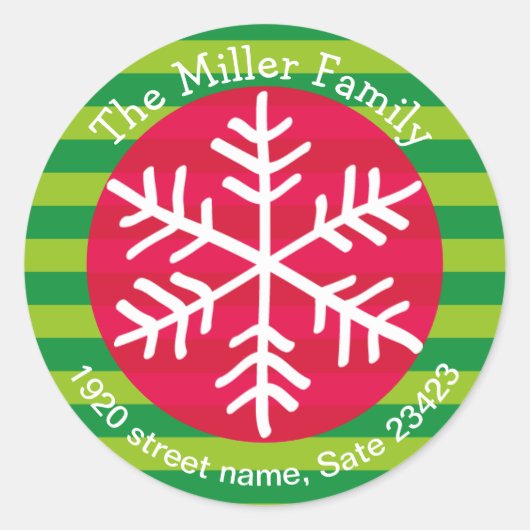 Weihnachtsschneeflocke-Rücksendeadresse Runder Aufkleber (Vorderseite)