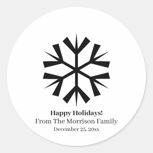 Weihnachtsschneeflocke Schwarz-weiß individuelle N Runder Aufkleber (Vorderseite)