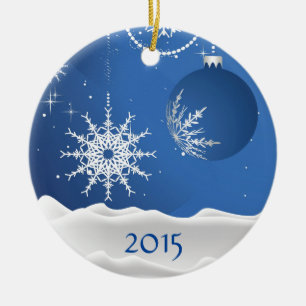 Weihnachtsschneeflocke u. Ball-Verzierung addieren Keramikornament