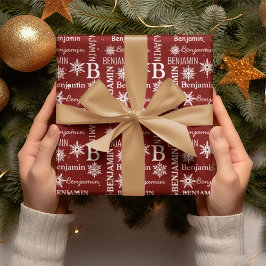 Weihnachtsschneeflocke Wiederholungsname Personali Geschenkpapier
