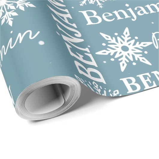 Weihnachtsschneeflocke Wiederholungsname Personali Geschenkpapier (Rolleneckpunkt)