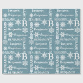 Weihnachtsschneeflocke Wiederholungsname Personali Geschenkpapier (Flach)