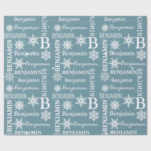 Weihnachtsschneeflocke Wiederholungsname Personali Geschenkpapier (Flach)