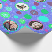 Weihnachtsschneeflocken 14 Familien-Bilder lila Geschenkpapier (Ecke)