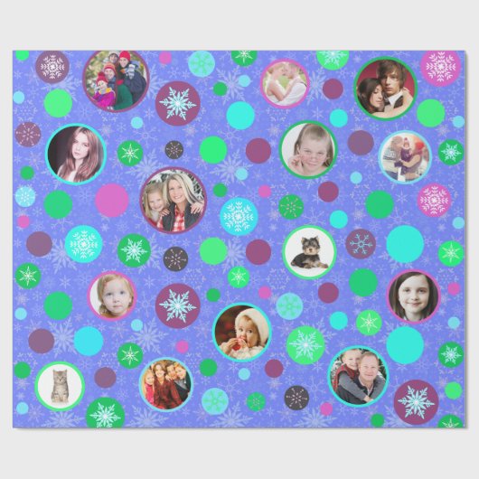 Weihnachtsschneeflocken 14 Familien-Bilder lila Geschenkpapier (Flach)