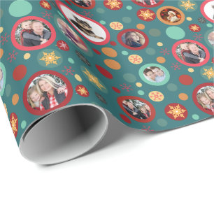 Weihnachtsschneeflocken 8 Lieblingsfamilien-Fotos Geschenkpapier