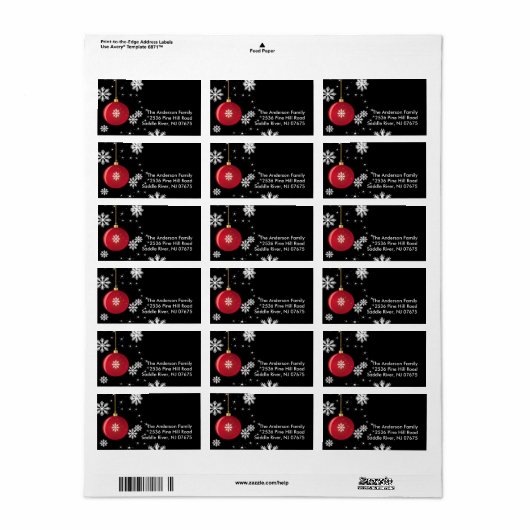 Weihnachtsschneeflocken - Adressetikett (Vorne)