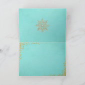 Weihnachtsschneeflocken Aqua & Gold Feiertagskarte (Innenseite)