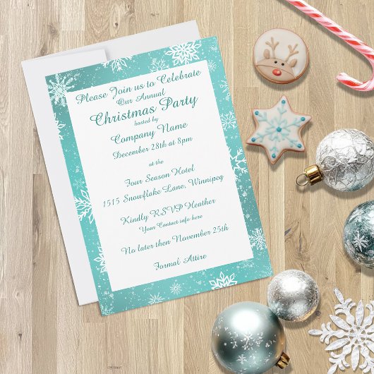 Weihnachtsschneeflocken Aquamarin Einladung