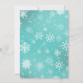 Weihnachtsschneeflocken Aquamarin Einladung (Rückseite)