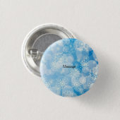 Weihnachtsschneeflocken auf blauem Hintergrund Button (Vorne & Hinten)