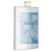 Weihnachtsschneeflocken auf blauem Hintergrund Flachmann (Rechts)