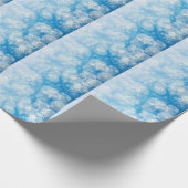 Weihnachtsschneeflocken auf blauem Hintergrund Geschenkpapier (Ecke)