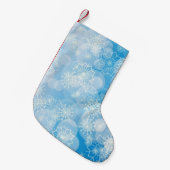 Weihnachtsschneeflocken auf blauem Hintergrund Kleiner Weihnachtsstrumpf (Vorderansicht (hängend))