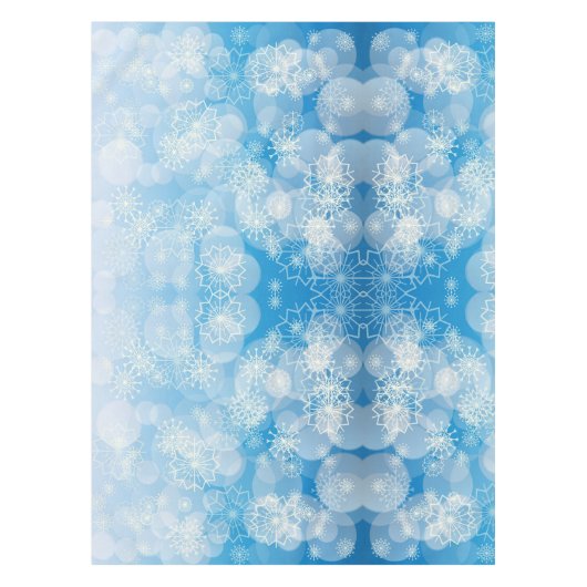 Weihnachtsschneeflocken auf blauem Hintergrund Tischdecke (Vorderseite)