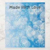 Weihnachtsschneeflocken auf blauem Hintergrund Weinetikett (Einzelnes Label)