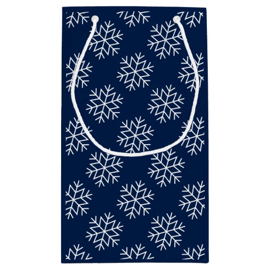 Weihnachtsschneeflocken auf der Blue Bag Kleine Geschenktüte (Rückseite)