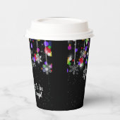 Weihnachtsschneeflocken auf schwarz pappbecher (Links)