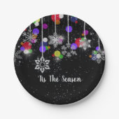 Weihnachtsschneeflocken auf schwarz pappteller (Vorderseite)