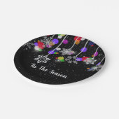 Weihnachtsschneeflocken auf schwarz pappteller (Schrägansicht)