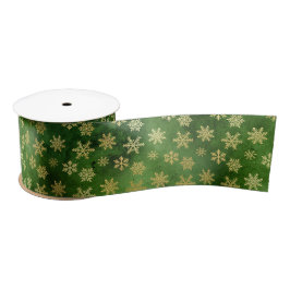 Weihnachtsschneeflocken aus Gold auf Green Satinband