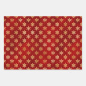 Weihnachtsschneeflocken aus Gold auf Rot und Grün Geschenkpapier Set (Vorderseite 2)