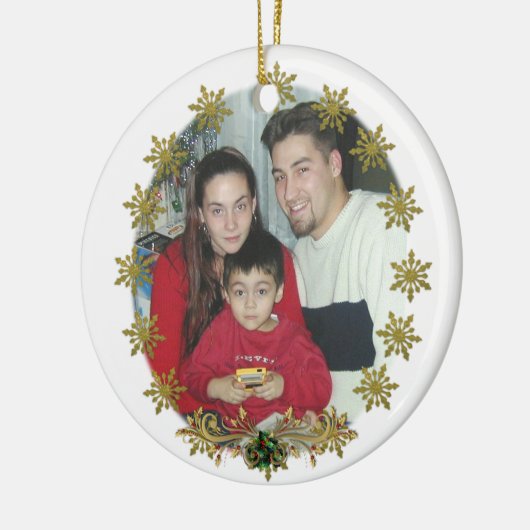 Weihnachtsschneeflocken aus Gold Keramikornament (Links)