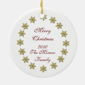 Weihnachtsschneeflocken aus Gold Keramikornament (Hinten)