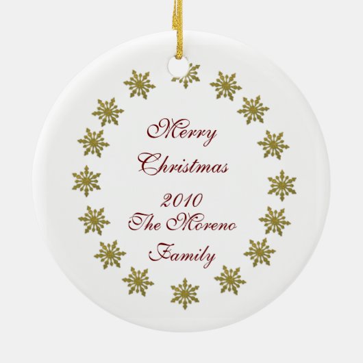 Weihnachtsschneeflocken aus Gold Keramikornament (Hinten)