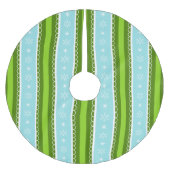 Weihnachtsschneeflocken Blau & Grüne Streifen Must Polyester Weihnachtsbaumdecke (Vorderseite)
