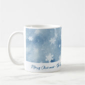 Weihnachtsschneeflocken Blau Kaffeetasse (Links)