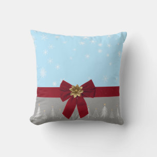 Weihnachtsschneeflocken Blau Rot Grau Kissen