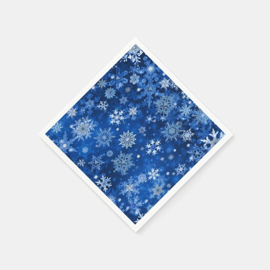 Weihnachtsschneeflocken Blau & Silberpapier Napkin Serviette (Ecke)